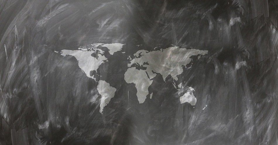 Image of a Blackboard with a map of the world